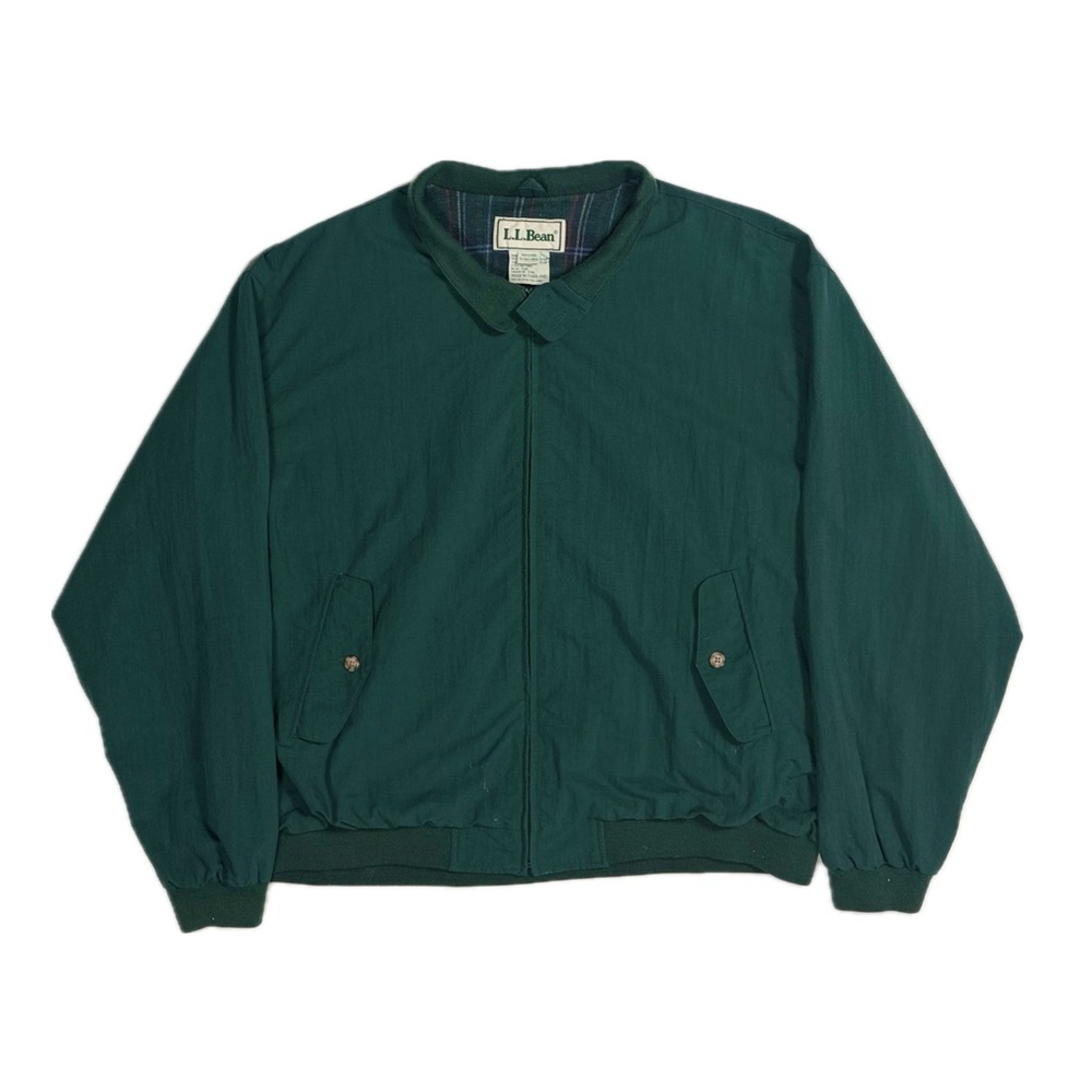 Vintage LL Bean green nylon shell flannel lined chore jacket shrunk men's‎ large